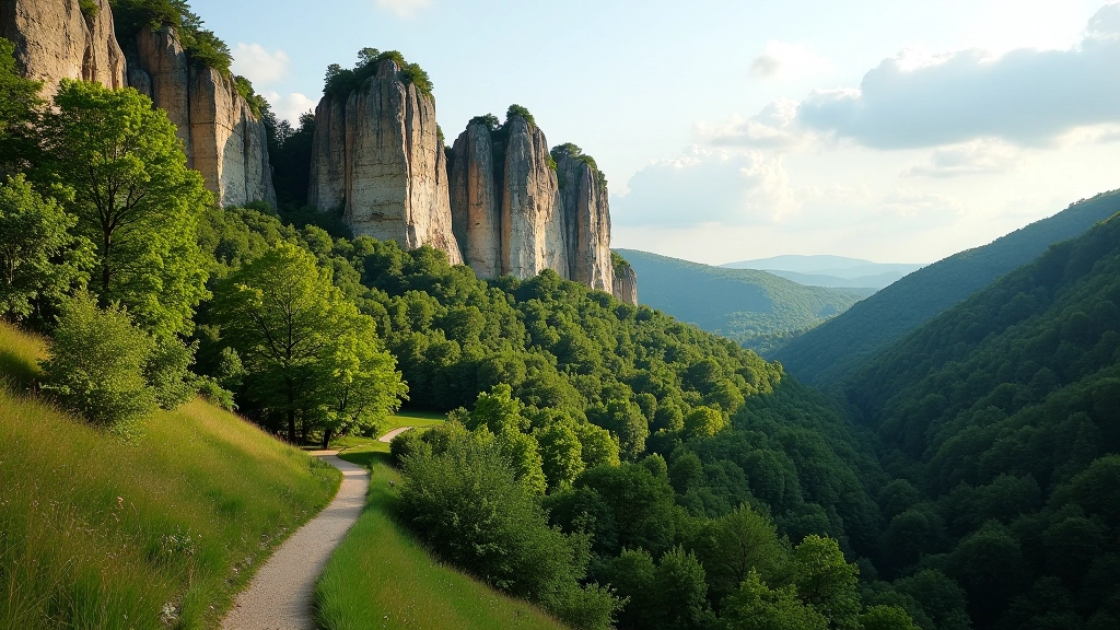 Sandstone rock formations and forest landscape in Bohemian Paradise